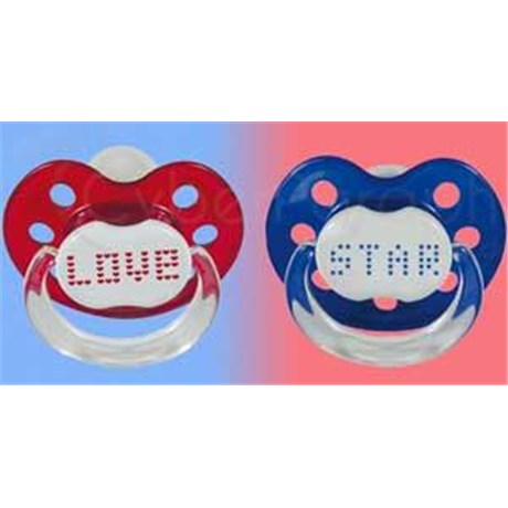 BÉBISOL SUCETTE PHYSIOLOGIQUE, Sucette physiologique, décor message, avec téterelle en silicone, 2ème âge. - unité