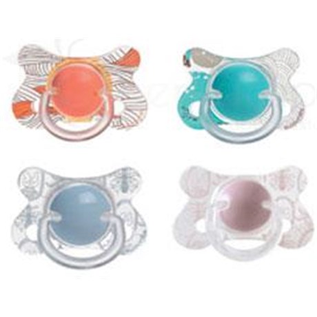 BÉBISOL SUCETTE RÉVERSIBLE, Sucette réversible décorée, téterelle silicone, 1er âge - unité