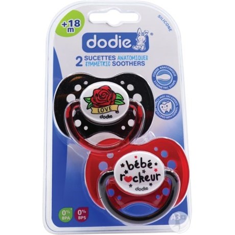 DODIE Sucette anatomique silicone +18 mois Lot de 2 Rock