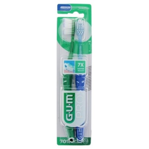 GUM PRO Duo Pack 2 Medium Toothbrushes