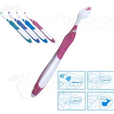 GUM TECHNIQUE Toothbrush with Quad-Grip handle for adult, 4 rows. normal head, medium (ref. 492) - unit