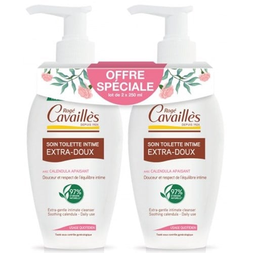 EXTRA-GENTLE NATURAL INTIMATE TOILET CARE LOT OF 2 250ML ROGE CAVAILLES