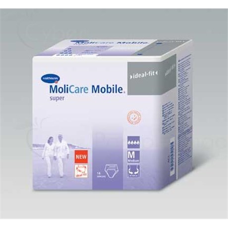 MOLICARE MOBILE SUPER, Slip absorbant jetable pour incontinence urinaire de nuit, adulte. taille 1, small (ref. 915821) - sac 14