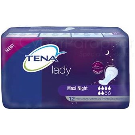 TENA MAXI NIGHT, adhesive protection anatomical urinary incontinence light night. - Bag 12