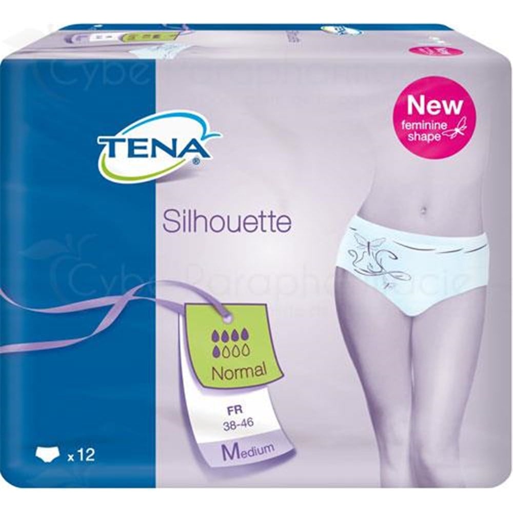 TENA NORMAL SILHOUETTE, Slip disposable absorbent for mild to moderate  urinary incontinence, female. medium, size 38-46 (ref. 797208) - bag 12